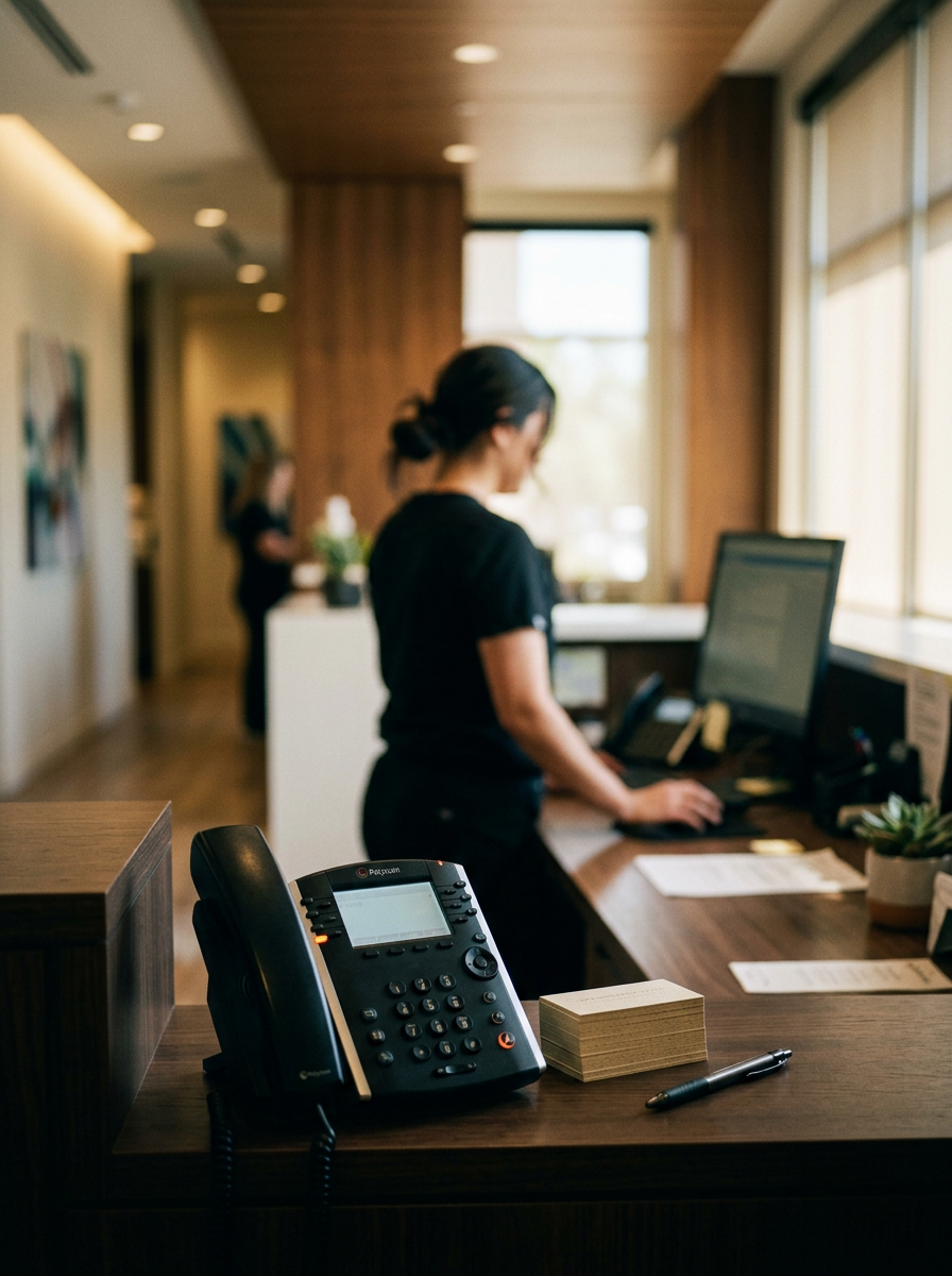 Front desk with phone